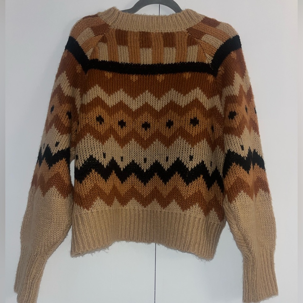 &Merci Women’s Brown and Tan Knit Sweater - Aztec Design Medium - Fall Essential - Picture 2 of 3